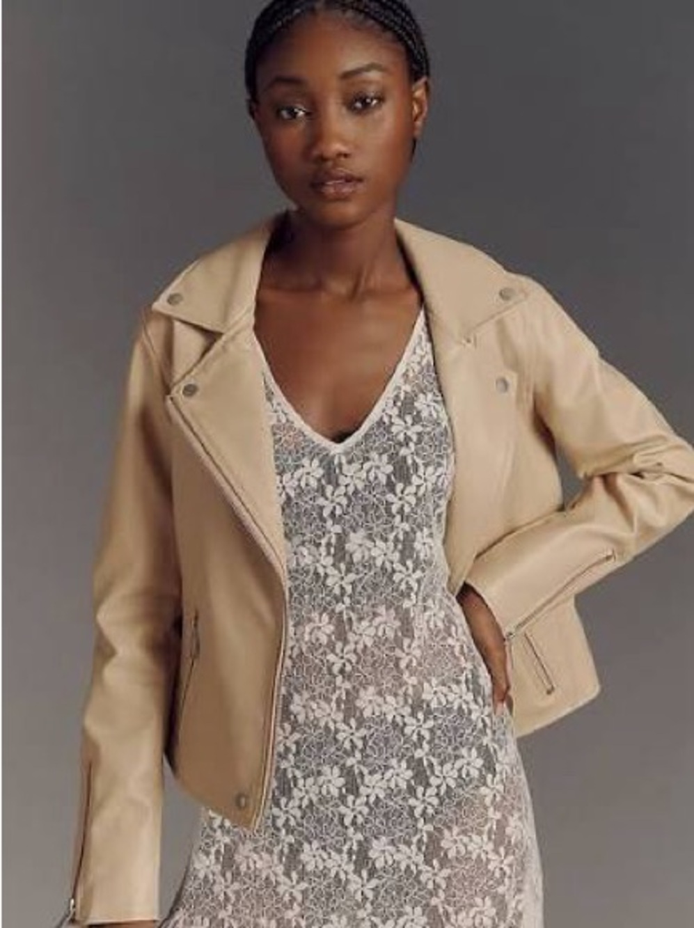 THE SAIGE FAUX-LEATHER MOTO JACKET